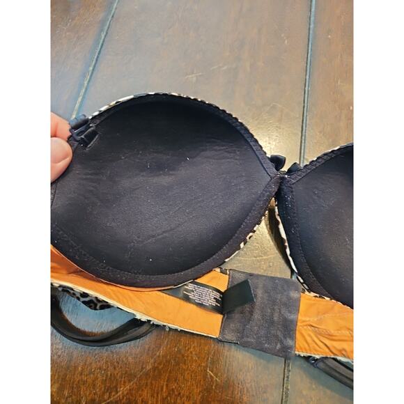 Victoria's Secret Very Sexy Strapless Cheetah Print Bra 36c Brown Black White - Picture 7 of 10